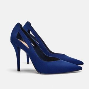 Nwt zara suede like blue heels